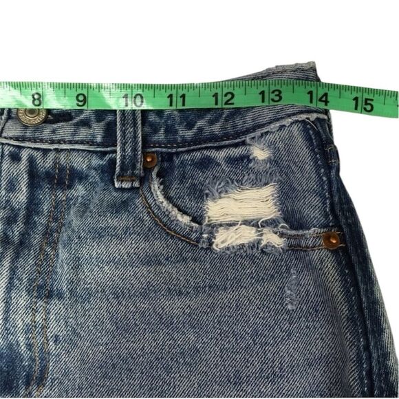 ABERCROMBIE & FITCH ZOE NATURAL RISE VINTAGE A LINE‎ DISTRESSED DENIM MINI SKIRT - Picture 3 of 12
